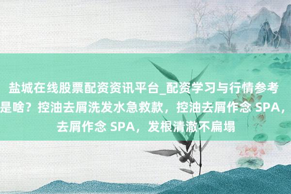 盐城在线股票配资资讯平台_配资学习与行情参考 熬夜党头油救星是啥？控油去屑洗发水急救款，控油去屑作念 SPA，发根清澈不扁塌