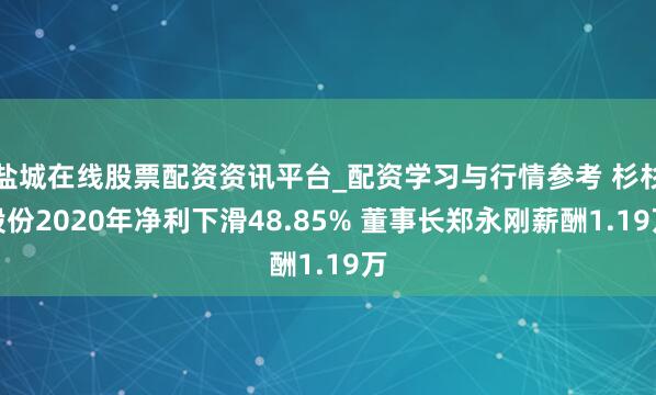 盐城在线股票配资资讯平台_配资学习与行情参考 杉杉股份2020年净利下滑48.85% 董事长郑永刚薪酬1.19万
