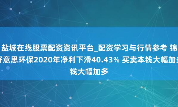 盐城在线股票配资资讯平台_配资学习与行情参考 锦好意思环保2020年净利下滑40.43% 买卖本钱大幅加多
