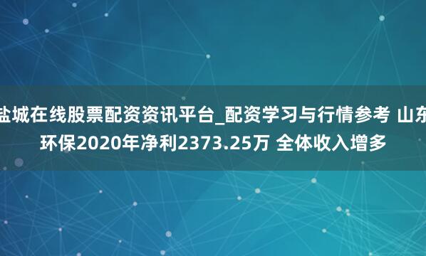 盐城在线股票配资资讯平台_配资学习与行情参考 山东环保2020年净利2373.25万 全体收入增多
