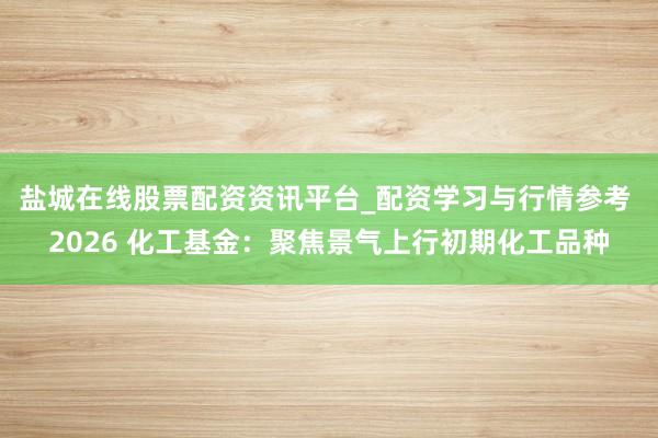 盐城在线股票配资资讯平台_配资学习与行情参考 2026 化工基金：聚焦景气上行初期化工品种